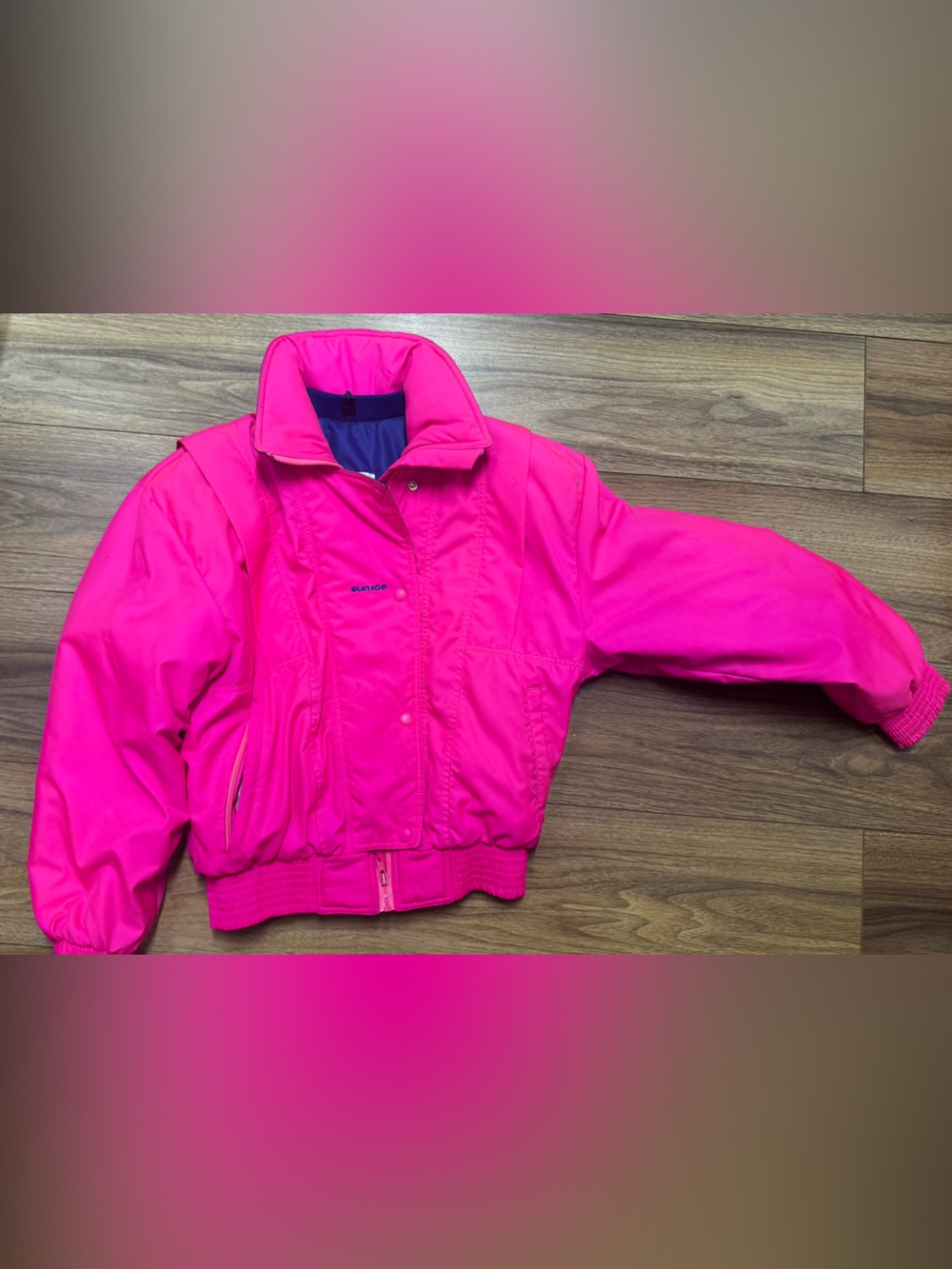 Vintage sun ice,neon size 10 Bright Hot Pink Bomber Jacket retro snow coat women
